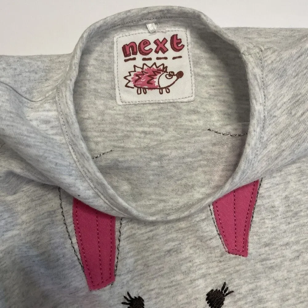 Next Kids Grey Long Sleeve Applique Bunny Face Fuzzy Tail‎ T Shirt Top 3-4 Years